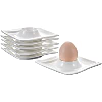 MALACASA Flora serie- Juego de Hueveras 6 pc 4.5&quot- Hueveras Sostenedor Huevos Soporte de Porcelana Placas (11-5 x 11-5…